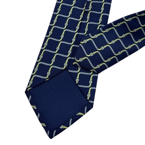 HERMÈS 7009 TA Blue Interlocking Belt Silk LUXURY Tie FRANCE - Picture 5 of 5